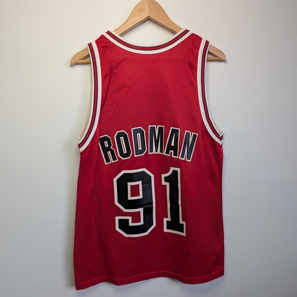 Vintage 90s Champion Dennis Rodman Chicago Bulls Jersey Mens 40 Basketball NBA - Picture 3 of 8